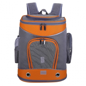 Рюкзак квадратный с сеткой ткань 40х43х30 см серо-оранжевая с ковриком