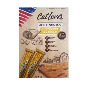 Ласощі CatLover Jelly Snacks для кішок у желе з сиром, шинкою та яйцем 8х10 гр