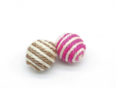 Шар из сизаля с бумажными хвостиками розовый, 5 см