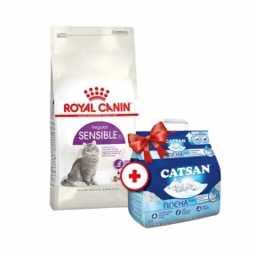 АКЦИЯ Royal Canin Sensible 33 сухой корм для кошек с чувствительным пищеварением 4 кг + наполнитель Catsan 5 л