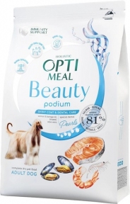 Акція-30% Optimeal Beauty Podium з морепродуктами сухий корм для собак вовна та догляд за зубами 1.5 кг
