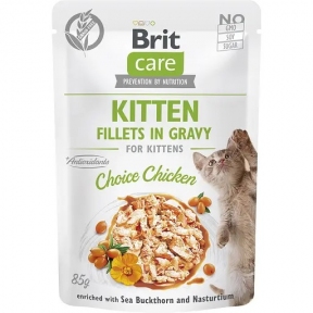 Вологий корм Brit Care Cat Fillets in Gravy для кошенят з куркою 85 гр.