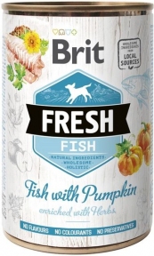 Brit Fresh Вологий корм для собак з рибою та гарбузом 400 г