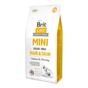 Brit Care Mini Hair & Skin корм для малых пород собак 2 кг + 2 пауча Brit Care Dog Mini Fillet