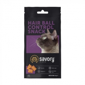 Ласощі SAVORY Snack Hair-ball Control для виведення шерсті у котів 60гр