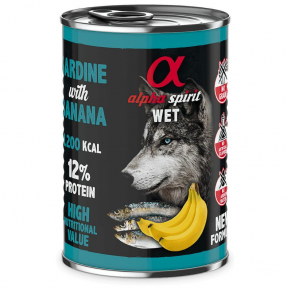 Влажный корм Alpha Spirit Sardine with Banana Complete для взрослых собак, с сардиной и бананом, 400 г