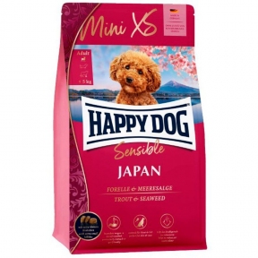 Happy Dog Mini XS Japan Япония сухой корм для маленьких пород собак - куркица с форелью и водорослями 300 гр