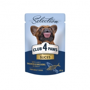 Акция Club 4 Paws Plus Selection Влажный корм для собак малых пород с лососем и макрелью в соусе 85 г