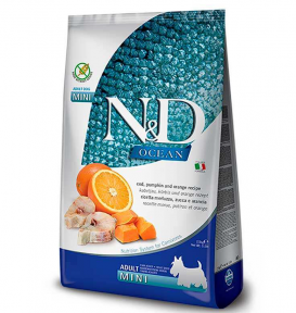 Сухой корм Farmina N&D Grain Free OCEAN COD, PUMPKIN & ORANGE ADULT MINI для собак мелких пород с треской и апельсином, 800 г