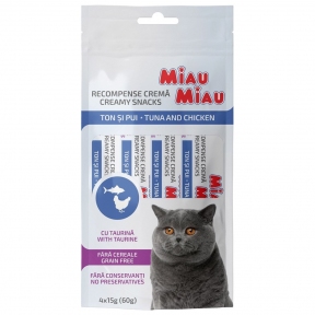 Ласощі для котів Крем-снек MIAU MIAU, 4 шт по 15 г