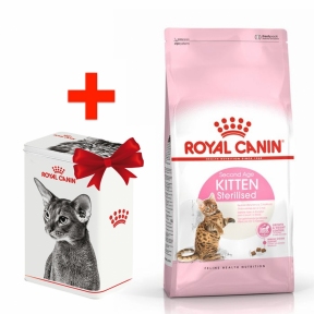 Акція сухий корм Royal Canin Kitten Sterilised 2кг + контейнер-корм для стерилізованих кошенят
