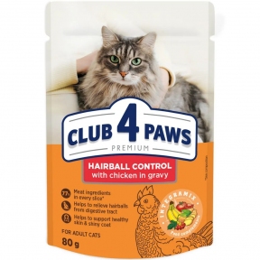 Club 4 Paws влажный корм для выведения шерсти у кошек 80 г