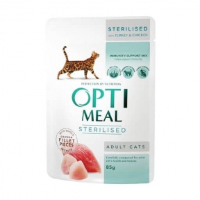 Optimeal Влажный корм для стерилизованных кошек с индейкой 12 шт 85г (-20% от цены)