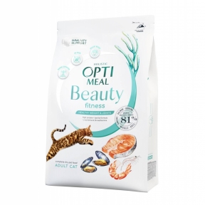 АКЦІЯ Optimeal Beauty Fitness Здоровий сухий корм для дорослих кішок на основі морепродуктів 1.5 кг