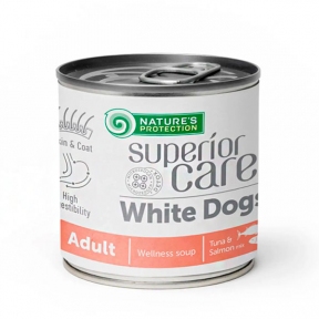 Суп для собак із білим забарвленням шерсті Nature's Protection Superior Care White Dogs All Breeds Adult Salmon and Tuna з лососем і тунцем, 140 мл