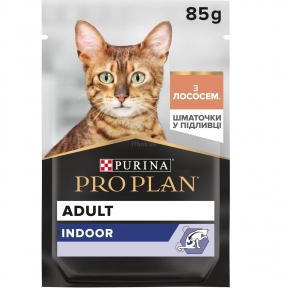 АКЦИЯ Purina Pro Plan Adult Indoor Nutrisavour влажный корм для кошек живущих в помещении с лососем 85 г