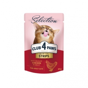 Акція вологий корм Club 4 paws 85г смужки для кішок з куркою 12шт + 12шт в подарунок
