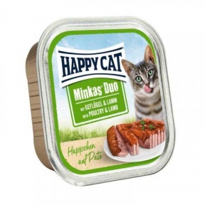 Happy Cat Duo Geflugel&Rind Вологий корм для котів - паштет у соусі з птахом і ягням, 100 г
