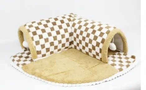 Коврик с туннелем плюшевый бежевый, L ( 60x60x22 см)