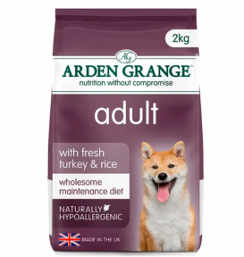 Сухой корм Arden Grange Turkey & Rice Adult для собак, с индейкой и рисом, 2 кг