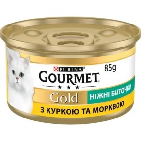 АКЦИЯ Gourmet нежные биточки влажный корм с курицей и морковью для кошек 85 гр