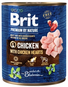 Brit Premium Вологий корм для собак з куркою та курячими серцями, 800 г