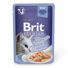Brit Premium Cat pouch Влажный корм для кошек филе лосося под соусом 85g