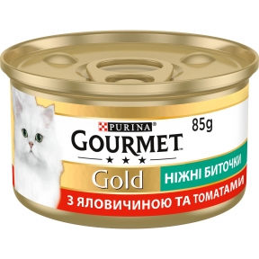 АКЦИЯ Gourmet нежные биточки влажный корм с говядиной и томатами для кошек 85 гр