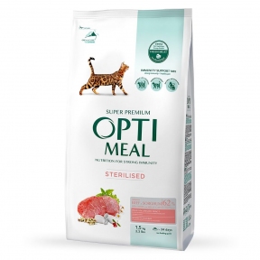 Акция Optimeal Сухой корм для кошек с высоким содержанием телятины