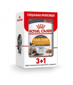 АКЦИЯ Royal Canin FCN HAIR & SKIN CARE CIG Влажный корм для кошек из домашней птицы 3+1 по 85 г