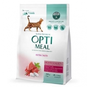 АКЦІЯ Optimeal Сухий корм для котів зі смаком телятини Вага: 0.2+0.1 кг
