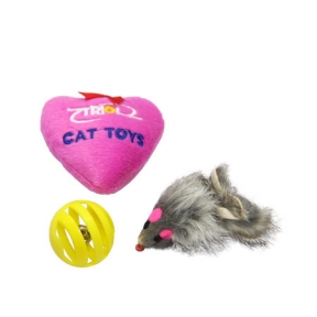 Набір іграшок для кішок миша з кулею і сердечком