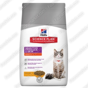 Hills SP Feline Adult Sensitive Stomach & Skin с курицей, яйцом и рисом для кошек с чувствительным пищеварением