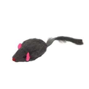 Миша чорно-біла натуральна з брязкальцем для кішок 5см