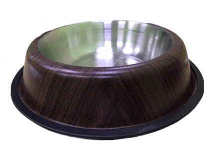 Миска з нержавіючої сталі з дерев'яним каркасом