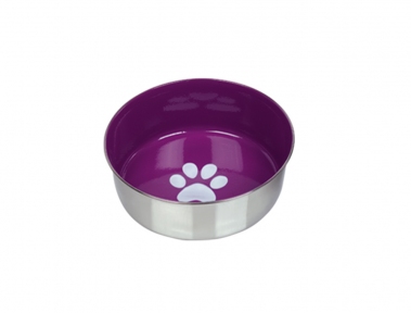 Миска для собак металл Heavy Paw с нескользящим дном фиолетовая Нобби