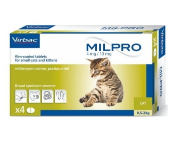 Милпро для котів і кошенят 4 таблетки мильбемицин, Вирбак