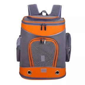 Рюкзак квадрат с сеткой ткань серо-оранжевая