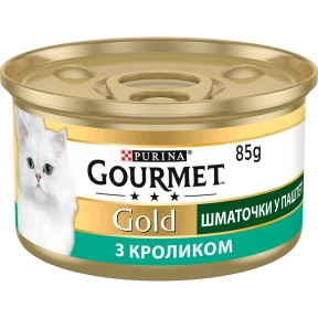 АКЦИЯ Gourmet Gold паштет влажный корм с кроликом для кошек 85 гр