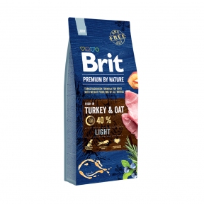 Brit Premium Light сухой корм  для собак всех пород с лишним весом 15 кг +3 кг в подарок АКЦИЯ