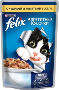 Felix (Феликс) консервы для кошек курица с томатом в желе
