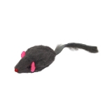 Мышь черно-белая натуральная с погремушкой для кошек 5см